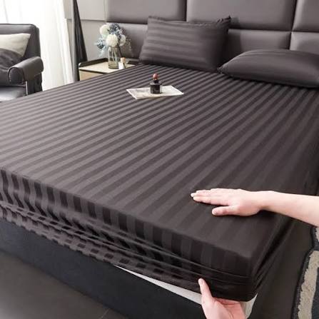 Satin Stripe Fitted Sheet