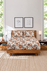 My Home Amber Meadow Printed Cotton Fitted Bed Sheet Set