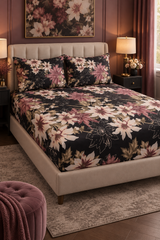 My Home Printed Cotton Fitted Bed Sheet with Pillow Cover