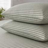 My Home Stripes Printed Cotton Fitted Bed Sheet Set