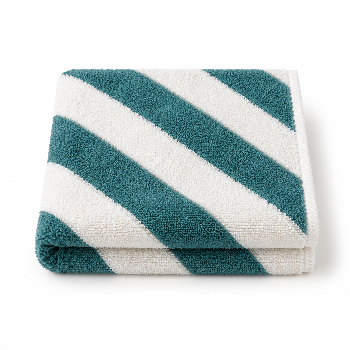 100% Cotton Striped Bath & Beach Towel – Teal & White, 30 x 60 in