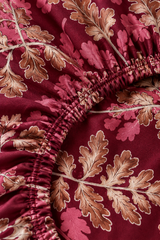 My Home Burgundy Oak Printed Cotton Fitted Bed Sheet Set