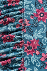 My Home Teal Blossom Printed Cotton Fitted Bed Sheet Set