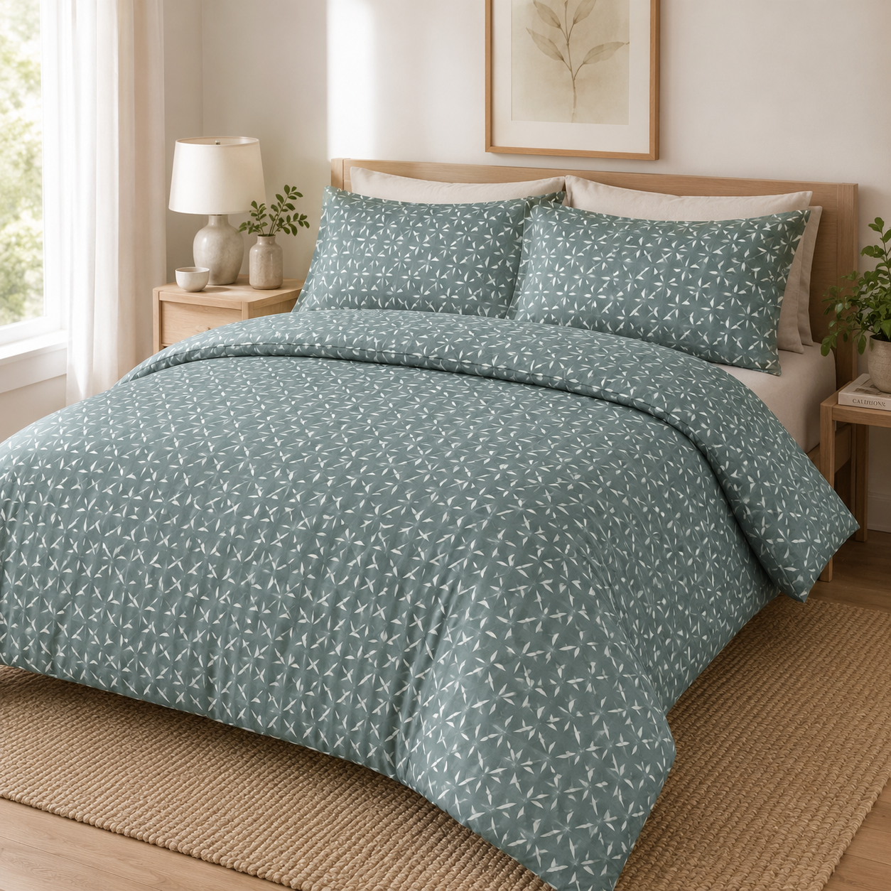 100% Cotton Printed 4 Pcs Duvet Cover Set
