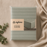 My Home Stripes Printed Cotton Fitted Bed Sheet Set