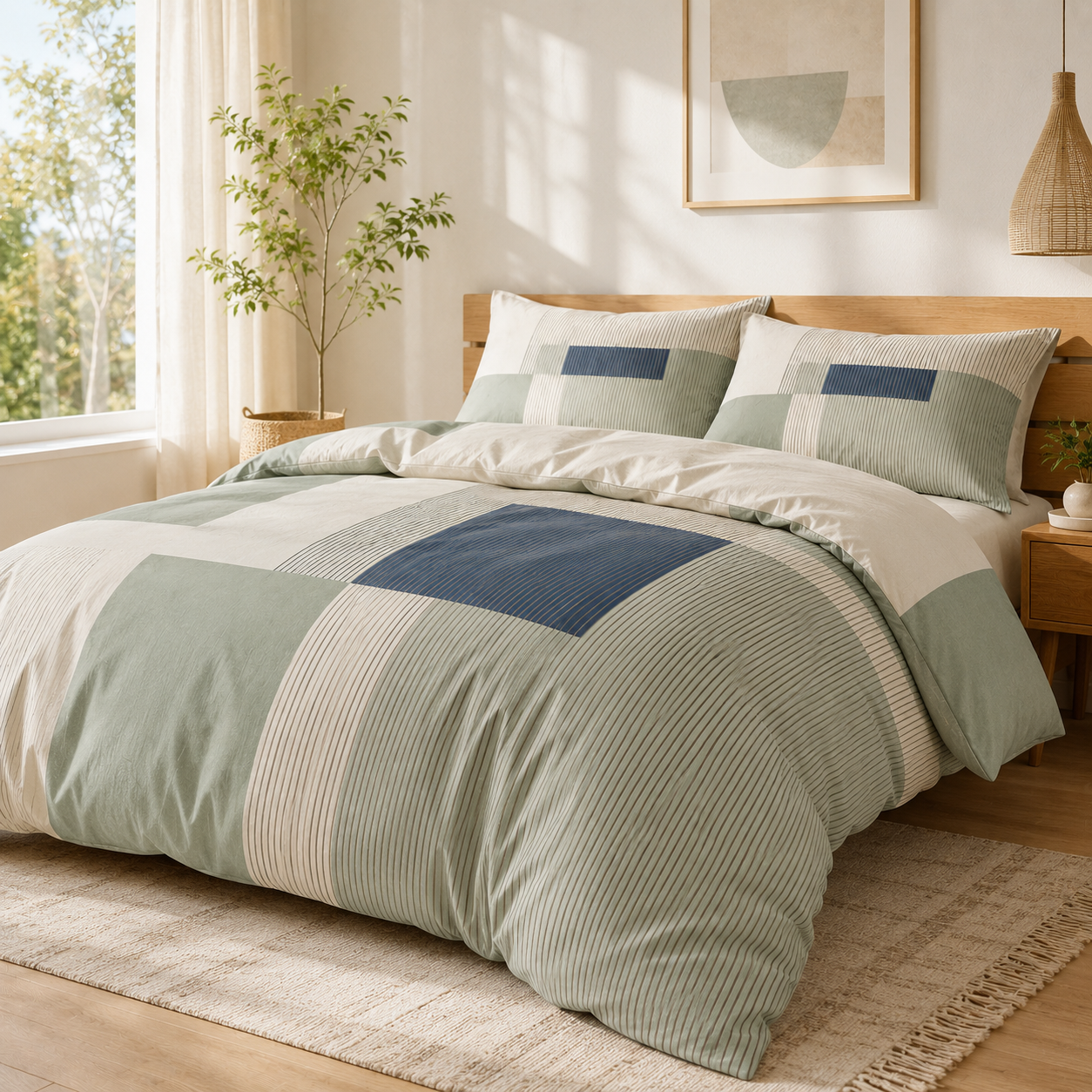 100% Cotton Printed 4 Pcs Duvet Cover Set