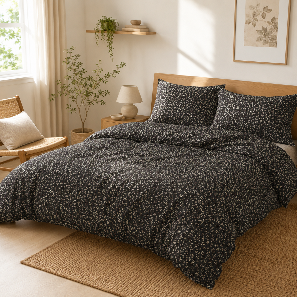 100% Cotton Printed 4 Pcs Duvet Cover Set