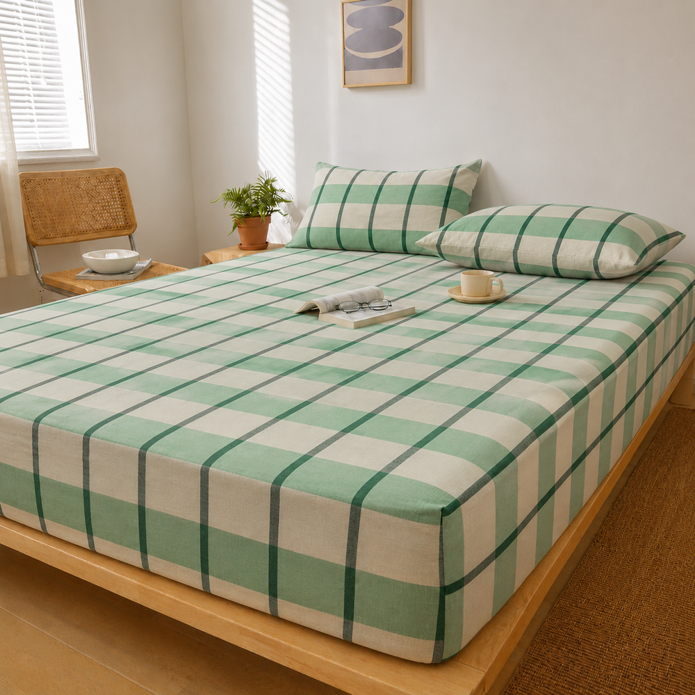 Shadow Stripes- 100% Cotton Fitted Sheet Set