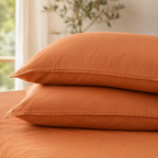 RUST FITTED SHEET SET WITH PILLOW CASE- (PREMIUM)