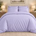 Silver 6 PCS Premium Satin Stripe Duvet Cover Set