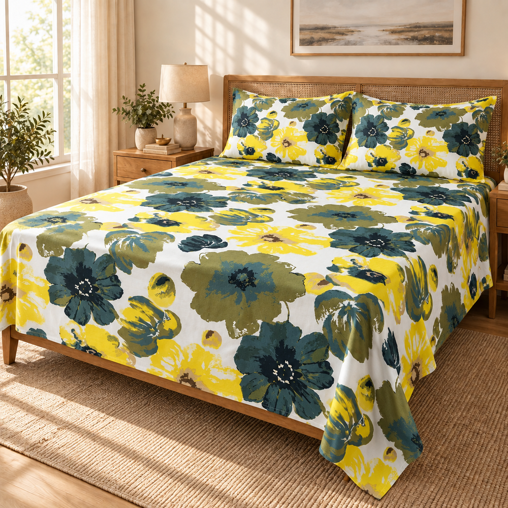 BOTANICAL 3 PCS BEDSHEET SHEET SET- PREMIUM