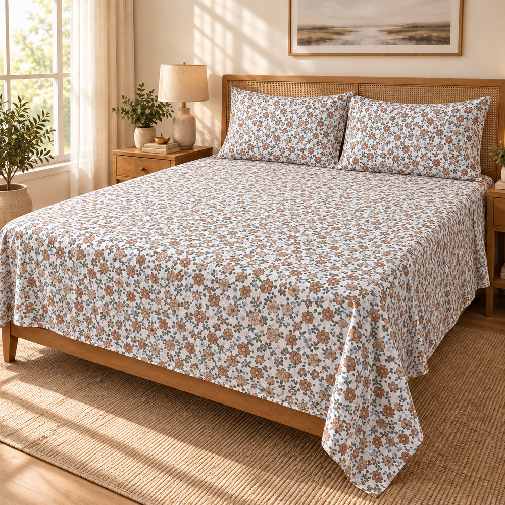 FLORAL 3 PCS BEDSHEET SHEET SET- PREMIUM