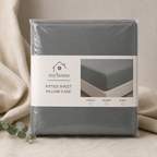 GREY FITTED SHEET SET WITH PILLOW CASE- (PREMIUM)