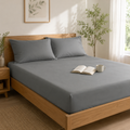 GREY FITTED SHEET SET WITH PILLOW CASE- (PREMIUM)