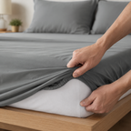 GREY FITTED SHEET SET WITH PILLOW CASE- (PREMIUM)