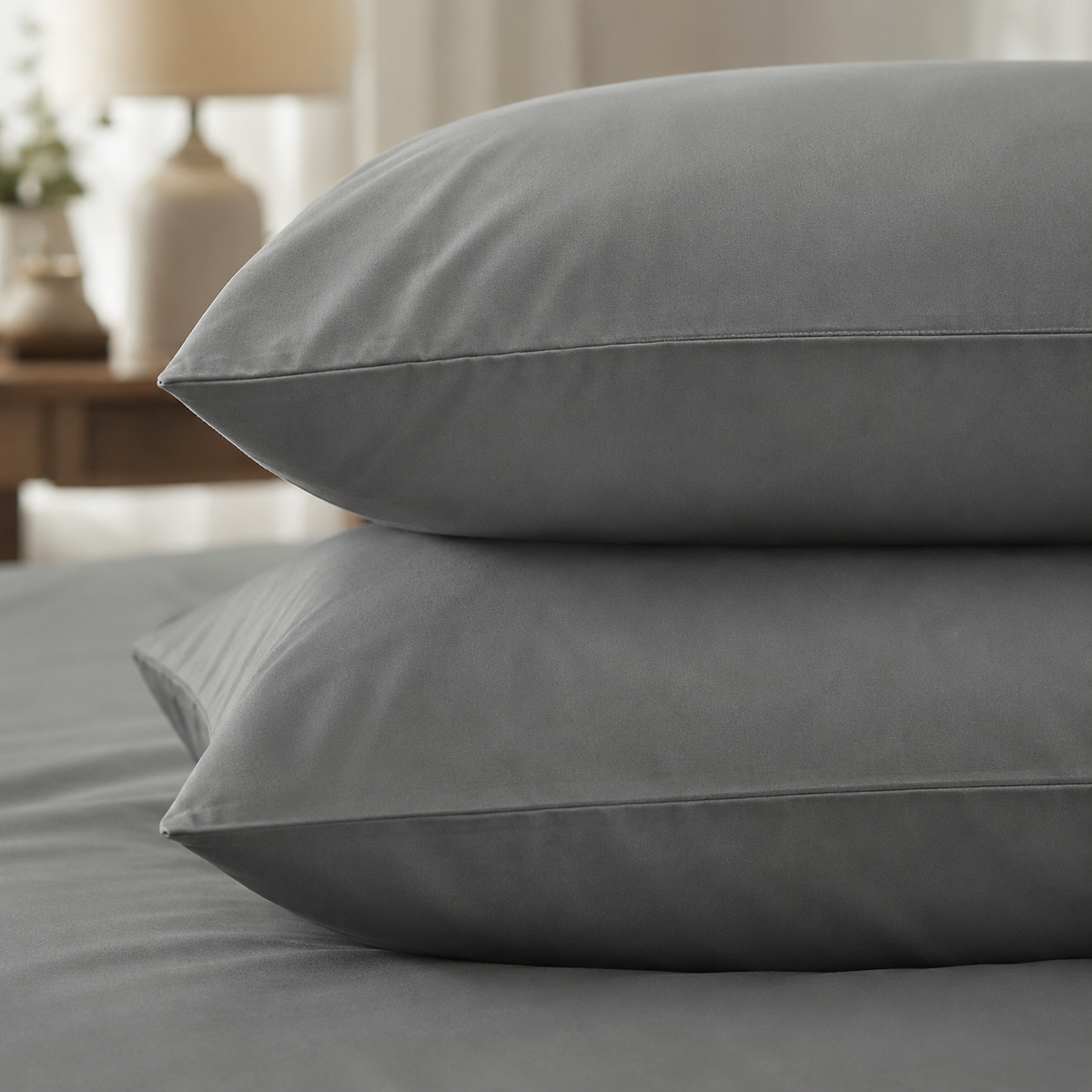 GREY FITTED SHEET SET WITH PILLOW CASE- (PREMIUM)