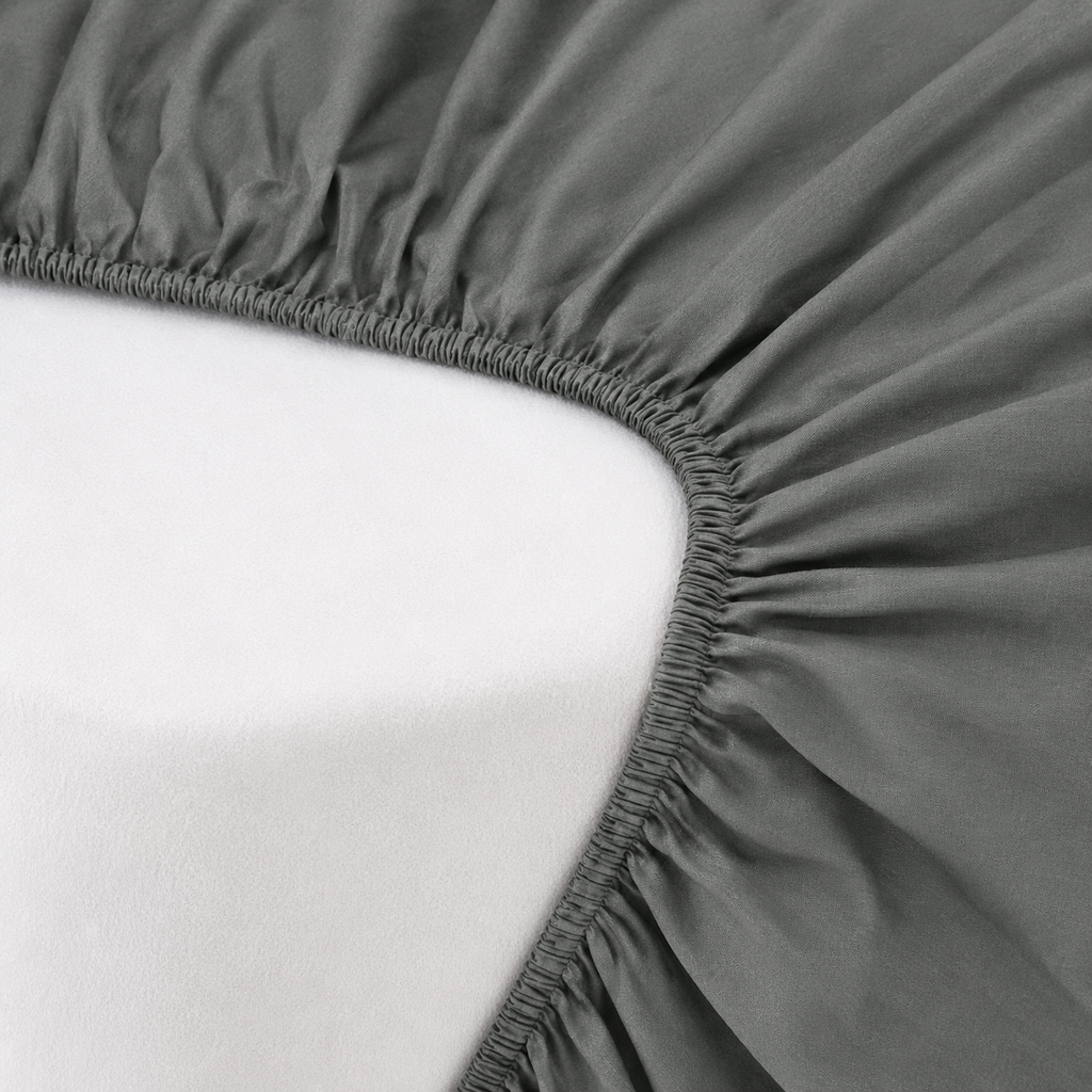 GREY FITTED SHEET SET WITH PILLOW CASE- (PREMIUM)