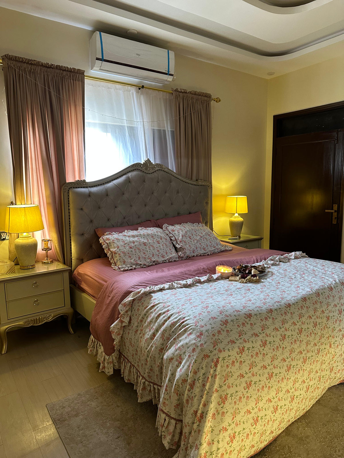 Fancy Pink Floral- 6 Pcs Duvet Cover Set