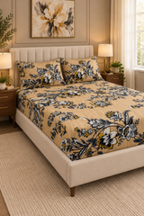 My Home Printed Cotton Fitted Bed Sheet with Pillow Cover