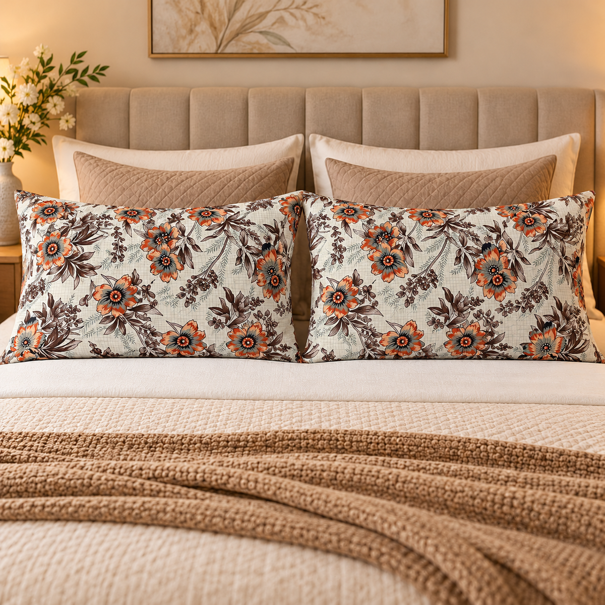 My Home Amber Meadow 2 PCS Pillow Covers – 19 x 29 in (Pack of 2)