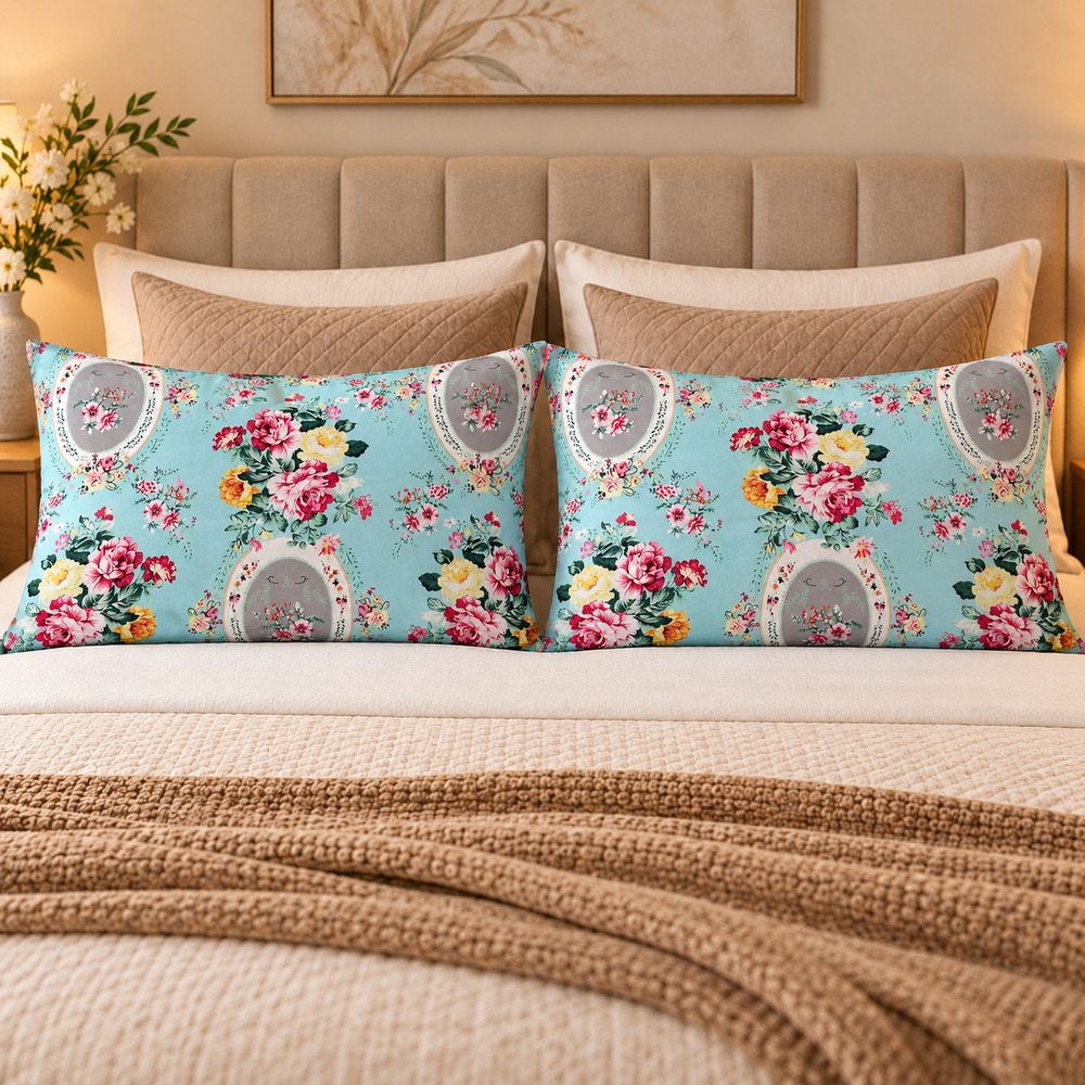 My Home Aqua Cameo 2 PCS Pillow Covers – 19 x 29 in (Pack of 2)