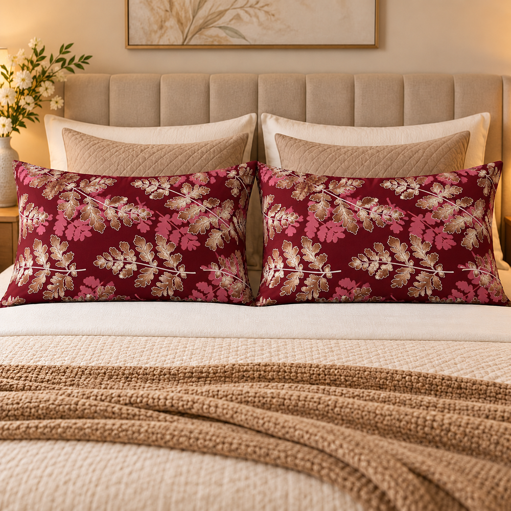 My Home Burgundy Oak 2 PCS Pillow Covers – 19 x 29 in (Pack of 2)