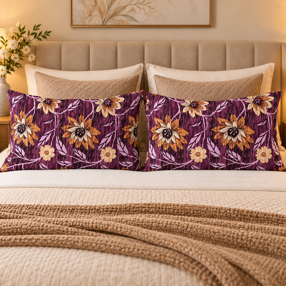 My Home Violet Garden 2 PCS Pillow Covers – 19 x 29 in (Pack of 2)