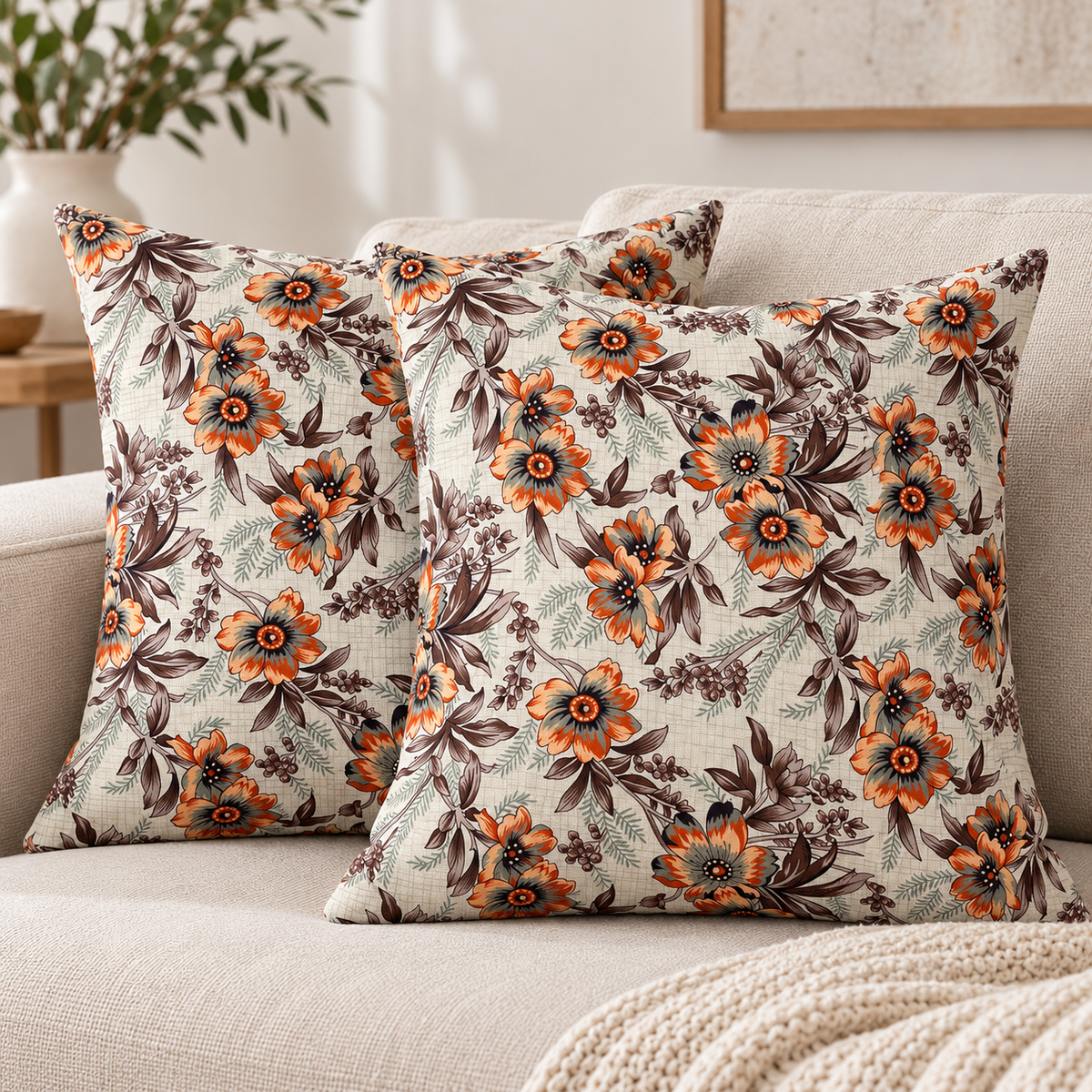 My Home Amber Meadow 2 PCS Cushion Covers – 16 x 16 in (Pack of 2)