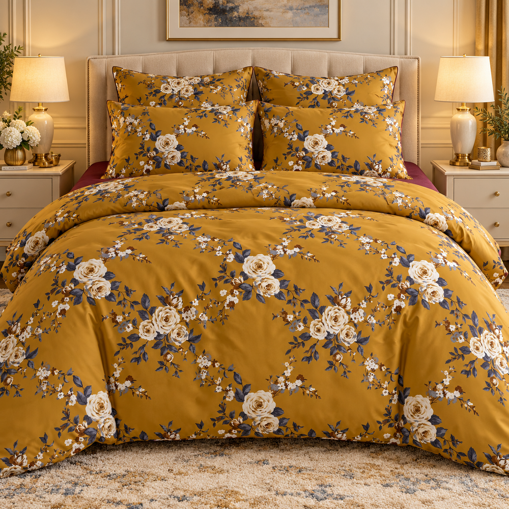 My Home Burgundy Oak 6-Piece Duvet Cover Set