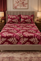 My Home Printed Cotton Fitted Bed Sheet with Pillow Cover