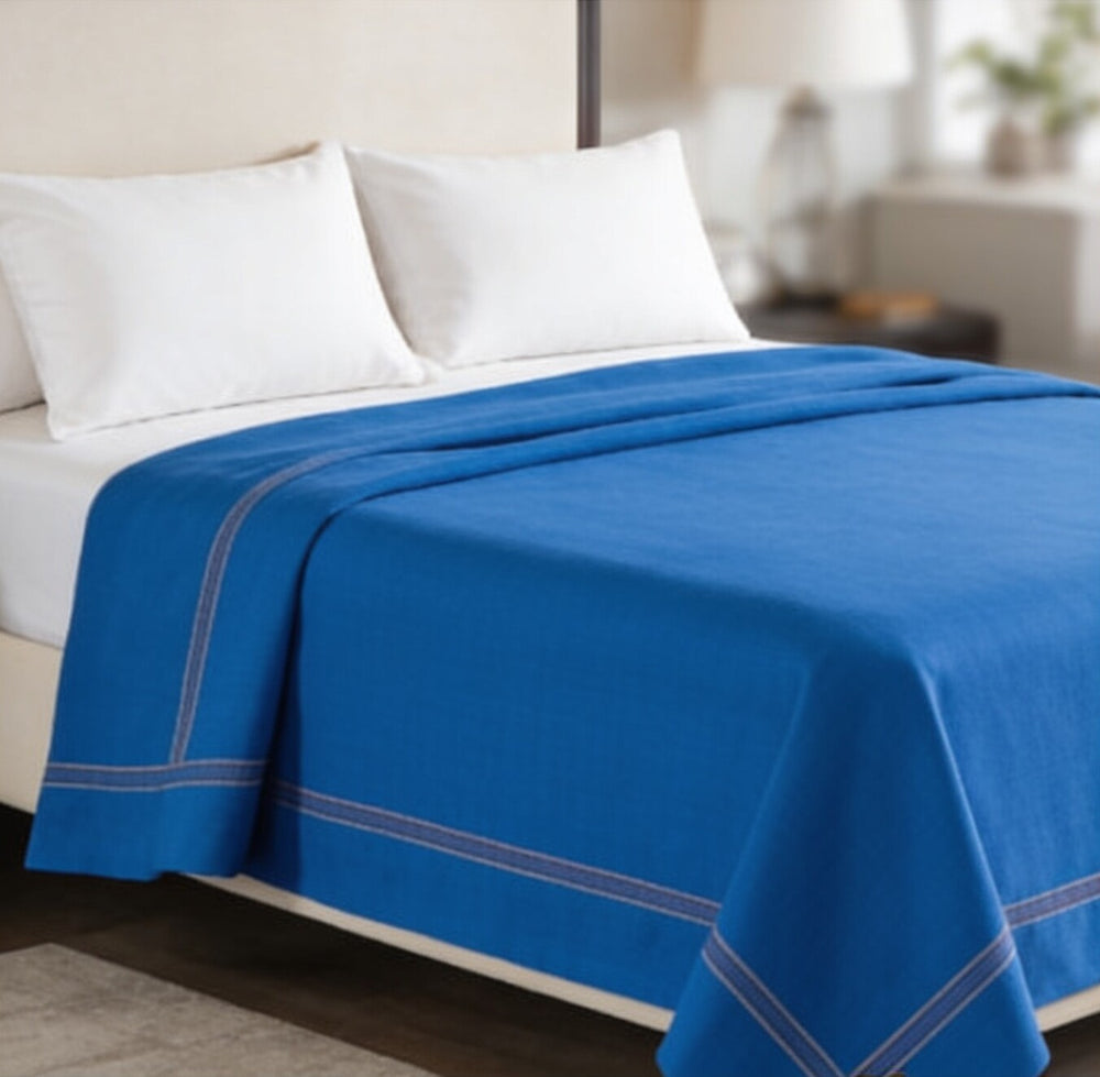 My Home Stripe Flat Bedsheet - Blue | Single, Queen & King