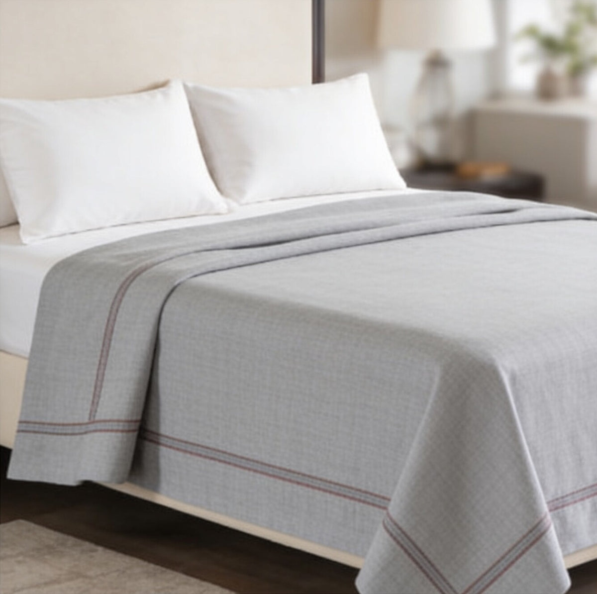 My Home Stripe Flat Bedsheet - Grey | Single, Queen & King