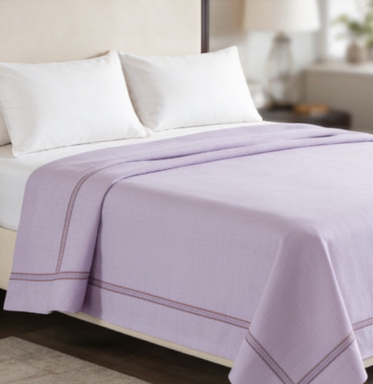 My Home Stripe Flat Bedsheet - Light Lavender | Single, Queen & King