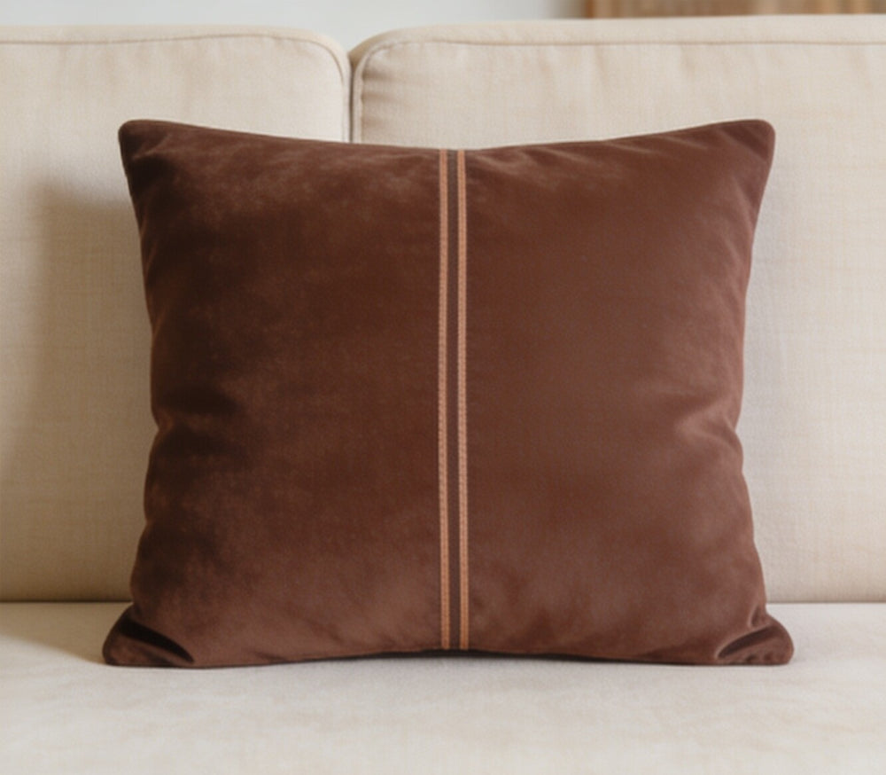 My Home Stripe Cushion Covers - Brown | Pack of 2, 16x16 Inches