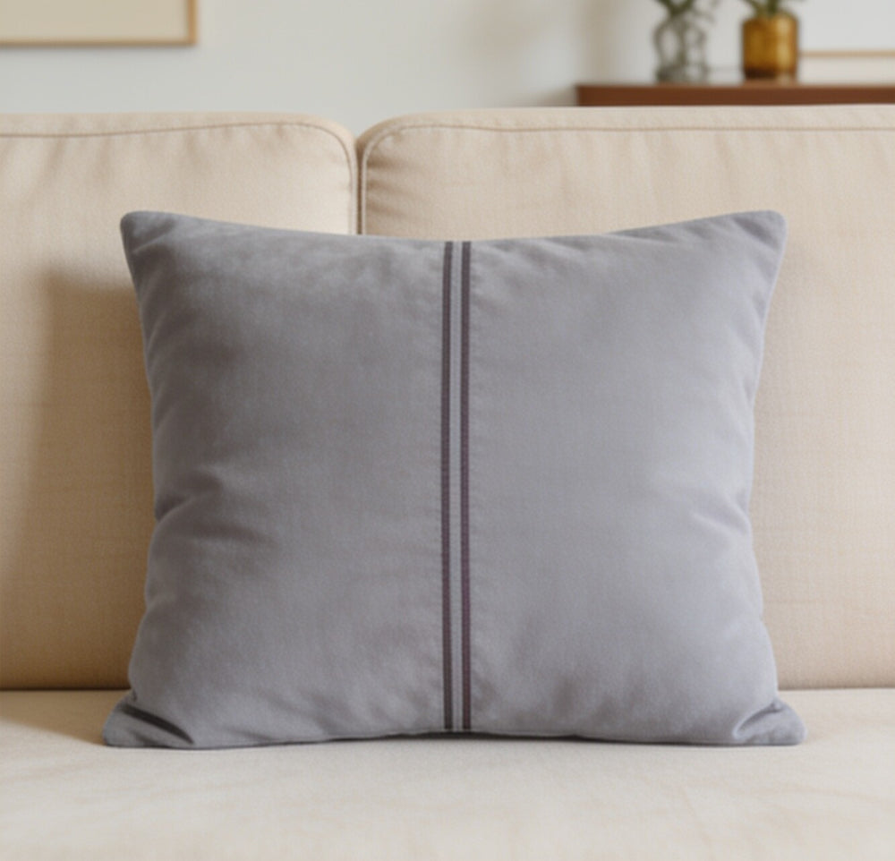 My Home Stripe Cushion Covers - Grey | Pack of 2, 16x16 Inches
