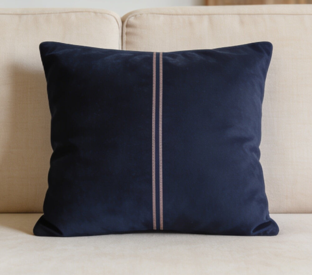 My Home Stripe Cushion Covers - Navy Blue | Pack of 2, 16x16 Inches