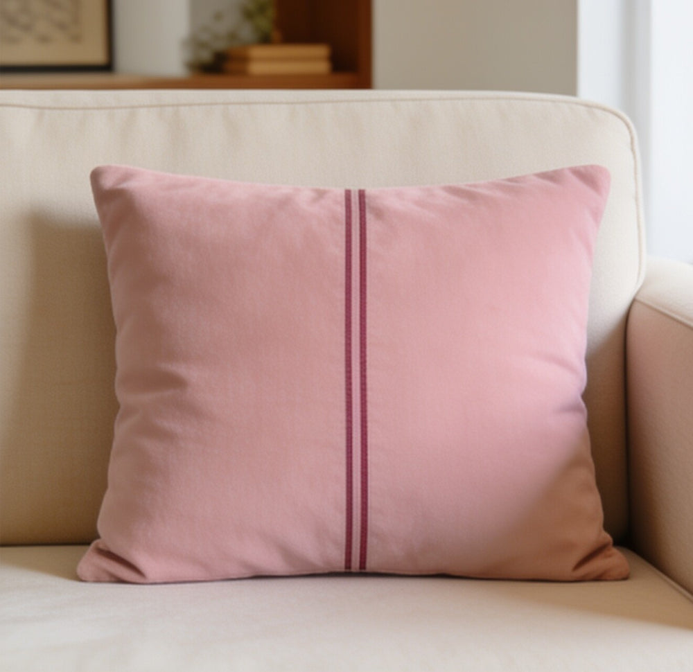 My Home Stripe Cushion Covers - Pink | Pack of 2, 16x16 Inches