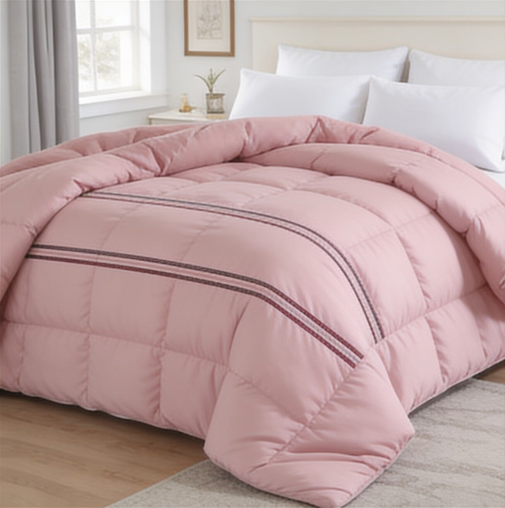 My Home Stripe King Duvet Cover - Pink