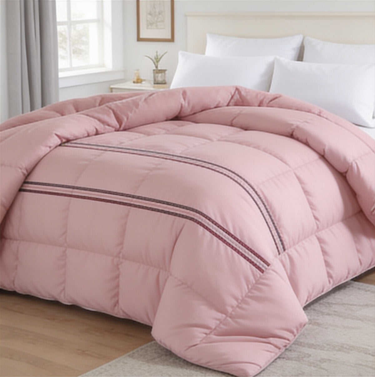 My Home Stripe King Duvet Cover - Pink