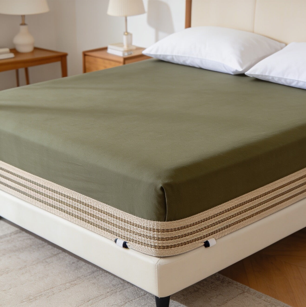 My Home Stripe Fitted Sheet - Blue | Single, Queen & King
