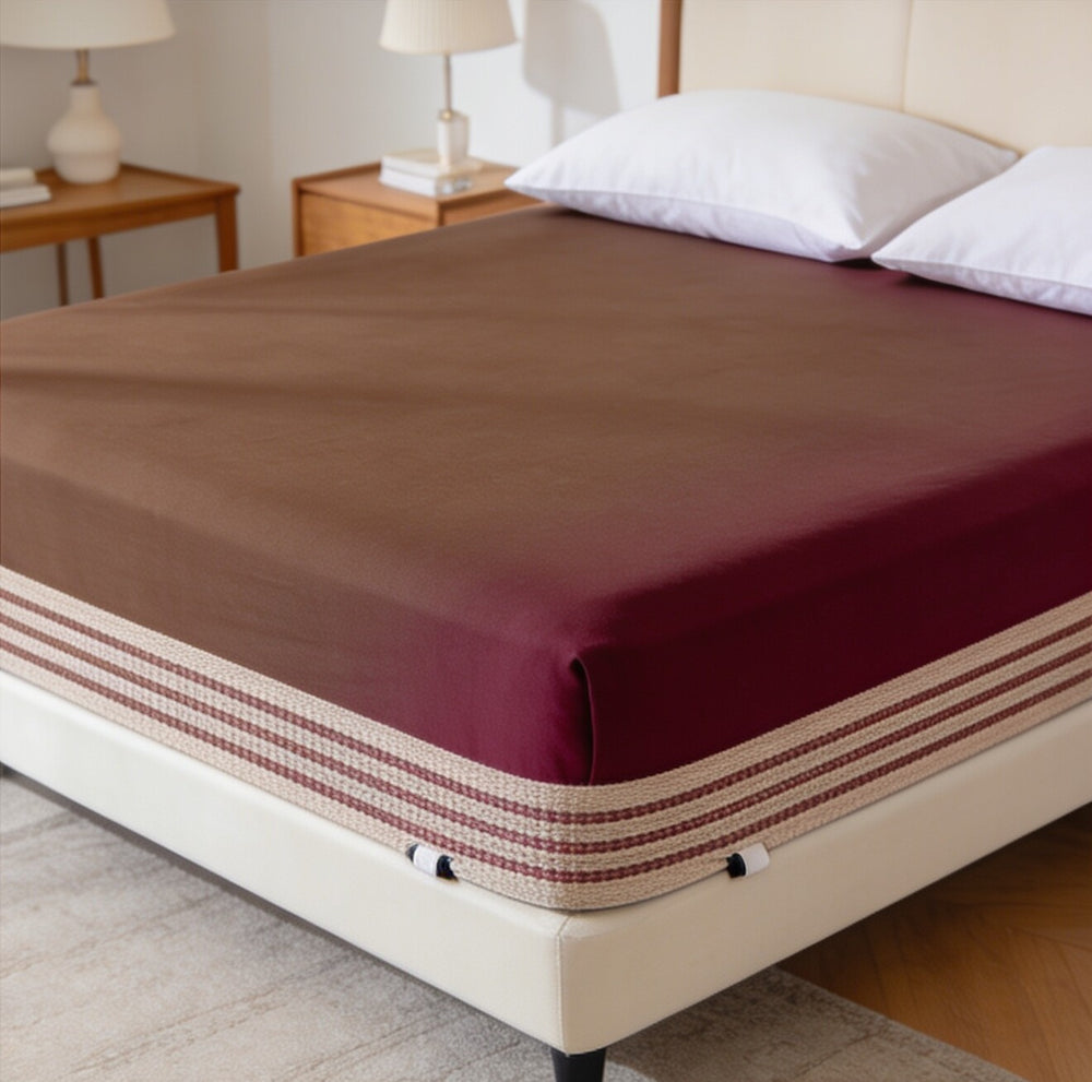 My Home Stripe Fitted Sheet - Brown | Single, Queen & King
