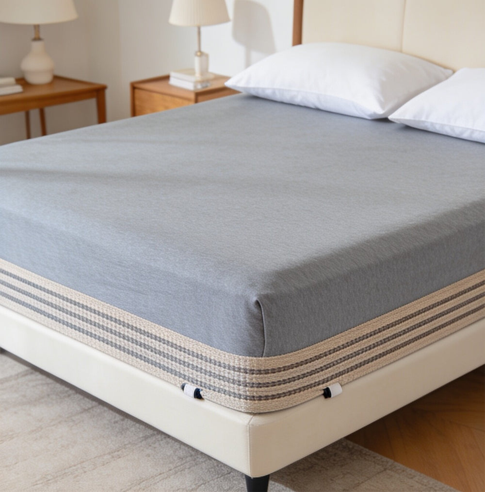 My Home Stripe Fitted Sheet - Grey | Single, Queen & King