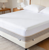My Home Stripe Fitted Sheet - White | Single, Queen & King