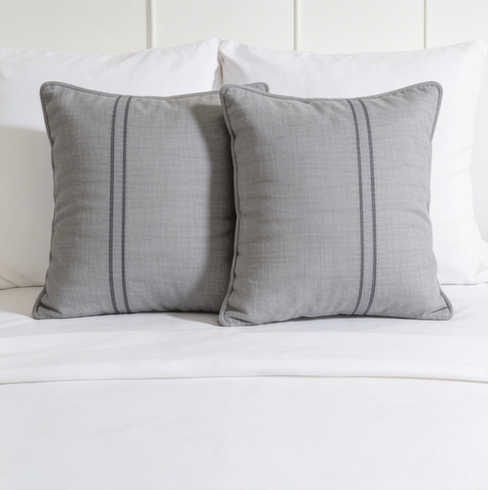 My Home Stripe Pillow Covers - Grey | Pack of 2, 20x30 Inches
