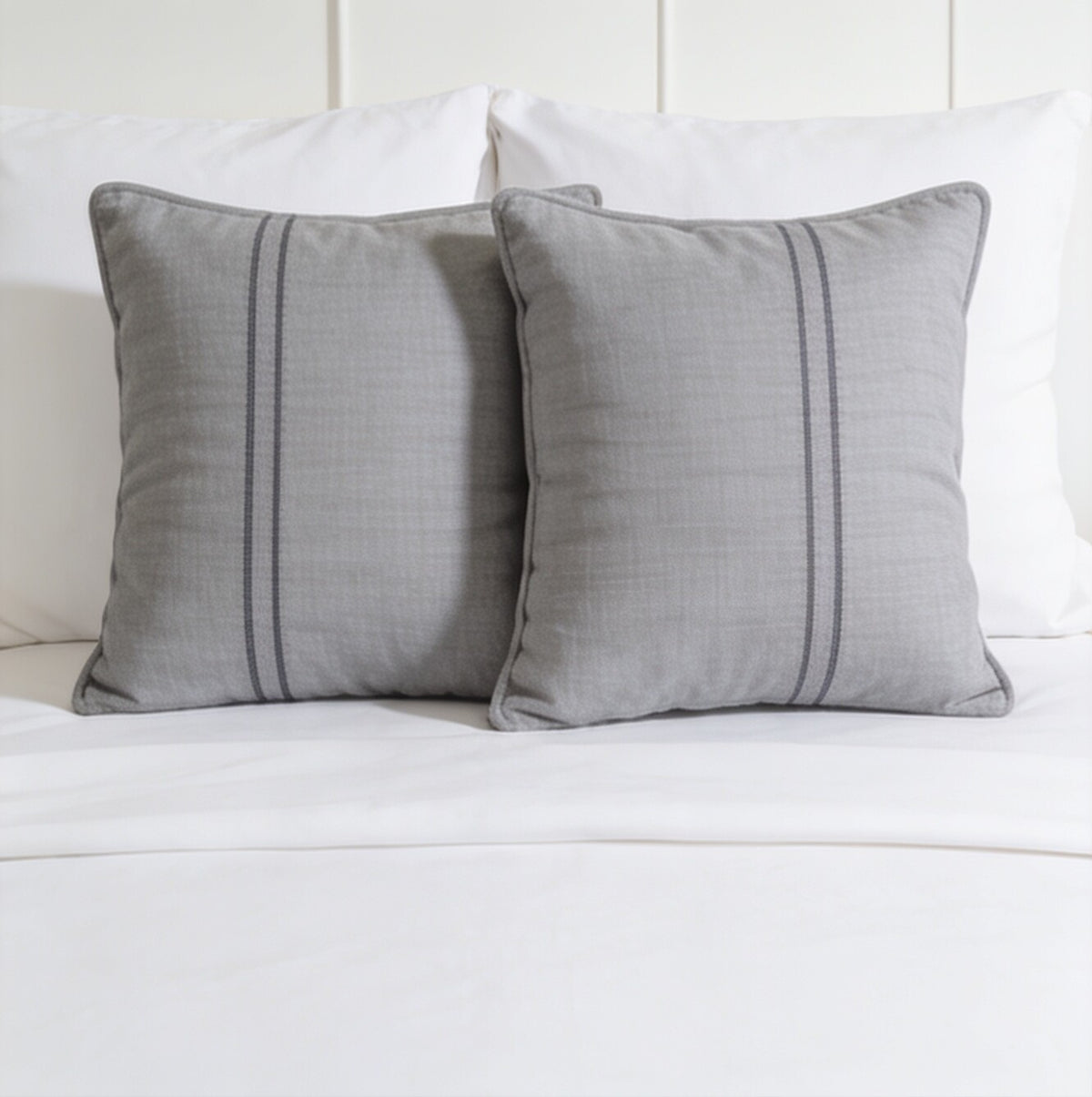 My Home Stripe Pillow Covers - Grey | Pack of 2, 20x30 Inches