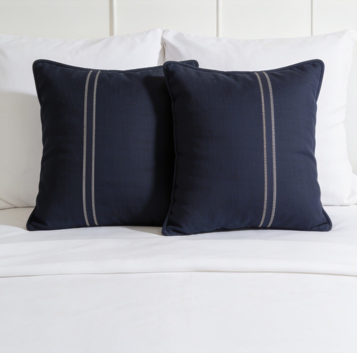 My Home Stripe Pillow Covers - Navy Blue | Pack of 2, 20x30 Inches